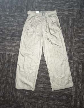 Zara Wide Leg Tan Pleated Trousers with Belt